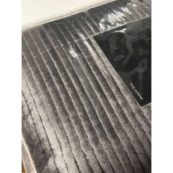 Hudson Park Collection Textured Velvet Coverlet, King Drak Gray New MSRP $565 - Picture 5 of 9